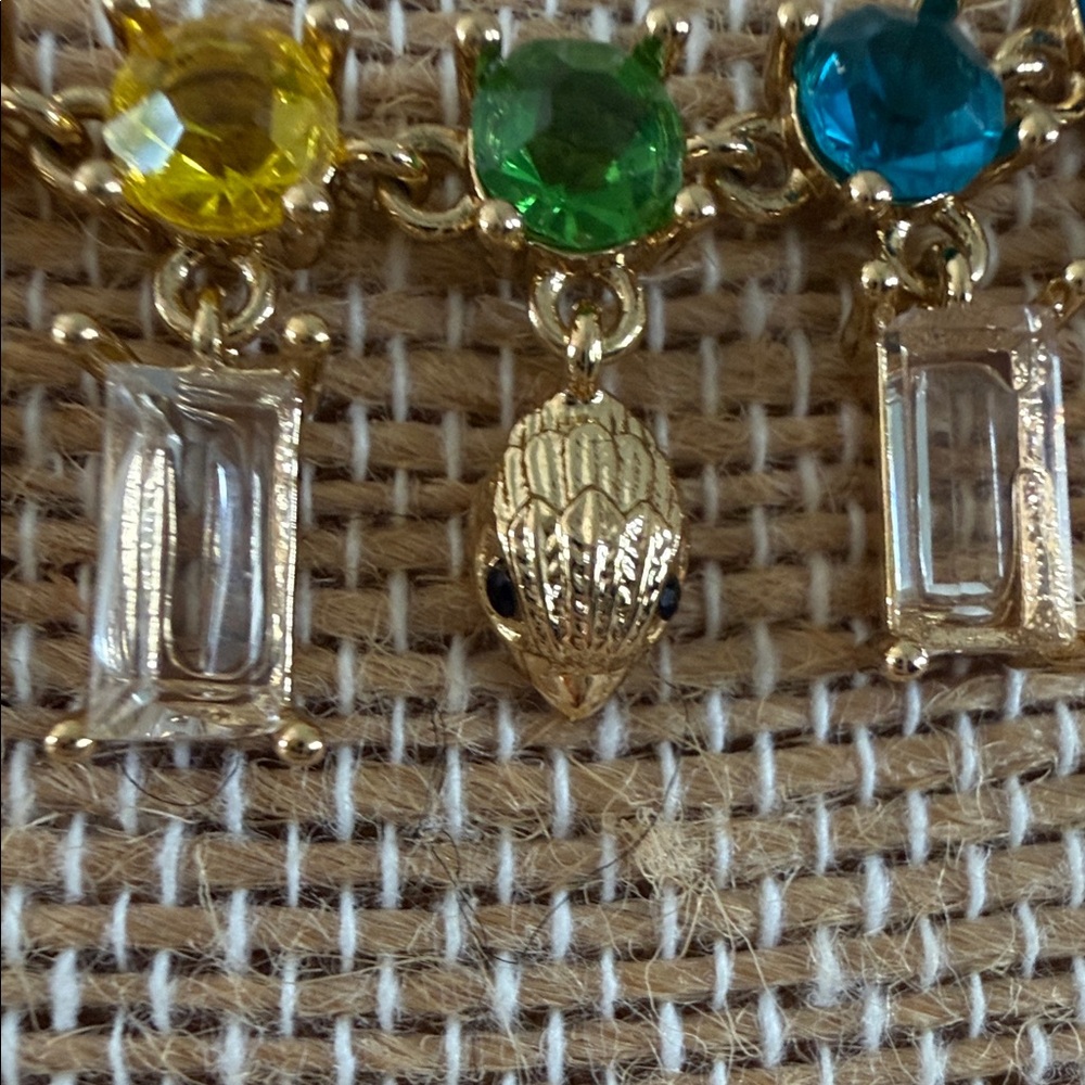 Kurt Geiger- Rainbow Gold Tone Crystal Collar Necklace- NWT - Picture 10 of 10